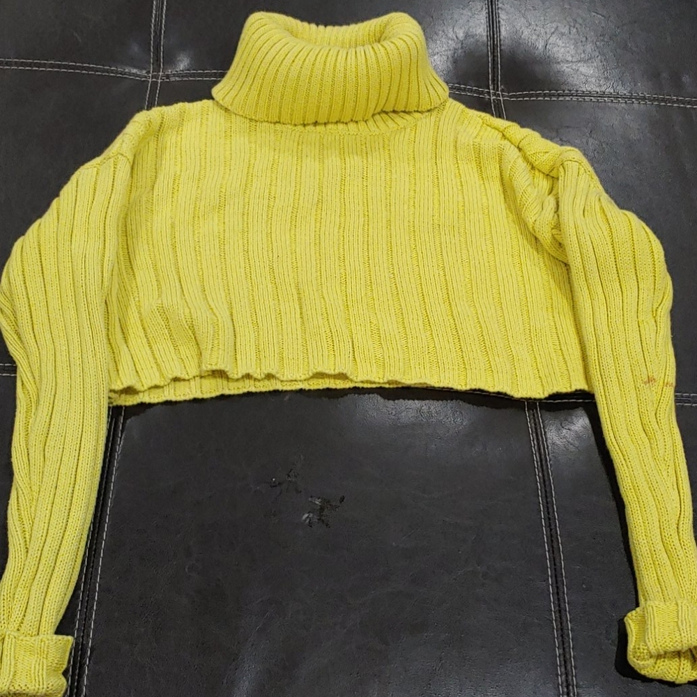 Yellow/lime green sweater crop top by Forever 21